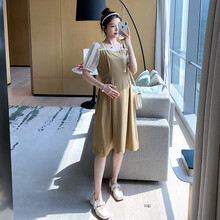 小兀 孕妇装夏装孕妇裙夏季夏天外穿孕妇连衣裙宽松大码孕妇裙子孕妈装 黄色 M