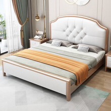 派然 实木床1.8米简美式双人床 1.5米单人白色现代高箱储物床可定制2.0米 套餐二【床+2柜】 1800mm*2000mm  框架结构