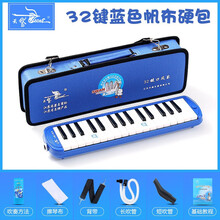 天鹅口风琴37键32键初学者小学生用演奏级口吹琴吹管乐器儿童 32键蓝色【帆布硬包】