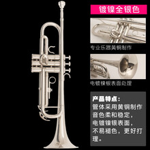 京炫（JINGXUAN)小号 乐器 降B调三音小号 初学演奏考级乐队教学教会西洋乐器 银色