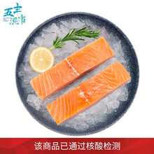 华润 五丰渔市 智利三文鱼段（带皮）（大西洋鲑） 速冻 冷冻 生鲜 鱼类 海鲜水产 智利三文鱼段（带皮）750g