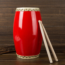 腰鼓成人牛皮儿童幼儿园12cm14公分15厘米安塞小腰鼓玩具乐器定制款 15cm画龙腰鼓+方巾+4米红绸+包