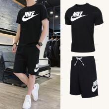 耐克（NIKE）运动套装男装新款运动服跑步训练舒适透气短袖T恤半  黑色T恤AR5005-010单件  2XL