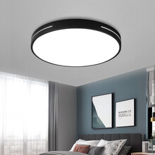 超市	晏灯 led主次卧室吸顶灯（三色调光）圆形创意时尚黑色家用卧室书房间阳台个性超薄圆形走廊网红灯具灯饰 圆形40cm 三色调光（8-15平）
