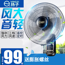 扬子(YANGZI)壁扇挂壁式电风扇家用轻音摇头餐厅机械遥控壁挂扇16英寸18英寸工业商用墙壁电扇 16英寸【遥控款】