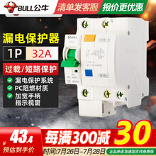 公牛空气开关带漏电保护开关插座面板空开漏电保护器断路器1P+N32a40a63a100a总闸总开关 漏保1P32A