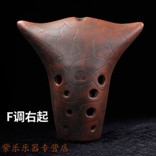 牛角埙十孔双腔牛头勋专业演奏GFA调熏乐器初学入门陶埙 F调右起-新款