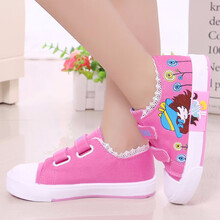 绚萌女童帆布鞋春秋季小女孩公主鞋儿童鞋子女宝宝学生鞋小孩单鞋10中大童4-12岁 粉红色 37码/内长21.5cm