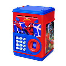 漫威儿童指纹存钱罐蜘蛛侠密码解锁保险箱取款机男孩理玩具 蜘蛛侠MV-9895