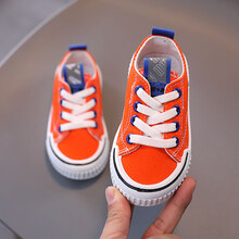 迪士尼Disney2021年春秋新款布鞋夏季韩版儿童帆布鞋童鞋男童鞋子板鞋女童高档 桔色小孩子夏天穿的 22码内长14cm小孩子夏天穿的