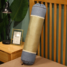 【夏日抱枕】凉席藤席冰凉夏季圆柱长抱枕床上抱着搂着睡觉清凉夏糖果枕头女生炎炎夏日七夕礼物 深蓝 90厘米*直径20厘米凉席圆柱【收藏送眼罩】