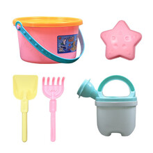 乐佳凡夏天儿童沙滩戏水玩具早教工具挖沙漏铲子玩沙土玩雪亲子互动套装沙滩桶玩具礼物 沙滩桶6件套（货号：2001-A）