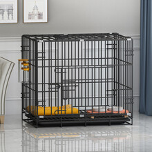 狗狗笼子中型犬小大型宠物猫咪猫笼泰迪比熊柯基室内带厕所分离 加粗版黑色【无礼品】 带抽屉厕所50*33*38cm（适合3斤内宠物）