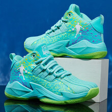 吉布狗篮球鞋儿童男童女童青少年球鞋夏季新款网面透气中大童小学生中学生篮球比赛训练运动鞋休闲跑步鞋子 @CJC-lg907月绿 35