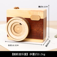 创意木质手摇八音盒发条式小音乐盒手工diy送女孩儿童女生日礼物 花色 短款相机音乐盒
