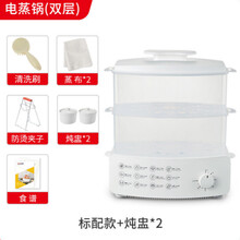 家用电蒸锅多功能双层蒸汽锅早餐机大容量自动断电小型蒸菜电蒸笼定制TEAEGG 双层标配+炖盅