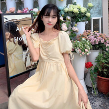 欣柏纶 孕妇装夏装孕妇裙夏季夏天外穿孕妇连衣裙宽松大码孕妇裙子孕妈装 黄色 M