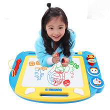益米 儿童男孩女孩画板磁性笔宝3-6岁玩具 DIY绘画彩色写字板送印章绘画笔 蓝
