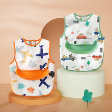 兜兜衣吃饭辅食围嘴小孩吃饭夏天宝宝罩衣 小飞机+小汽车 90码 建议0-2岁