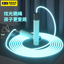 儿童初学跳绳 发光跳绳儿童专用幼儿园初学训练可调节宝宝运动小孩一年级小学生 绿手柄+宝蓝光【2.8米可剪软光纤 儿童成人均可使