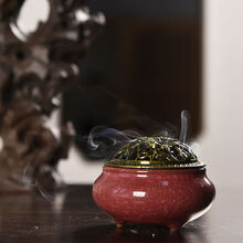 蚊香炉盒家用室内驱蚊杀蚊香架陶瓷盘香香薰炉佛堂摆件 冰裂-紫罗兰香炉