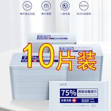 75%度医用酒精消毒湿巾独立包装学生儿童随身便携一次性杀菌棉片 【独立包装】10片（1%的人选择）