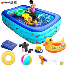 盈泰（intime） 充气游泳池家用洗澡盆泡澡桶浴缸加厚浴盆水枪戏水玩具小孩儿童婴儿游泳池 加厚款3.0米三层【外径305*175*60CM】 豪华套餐