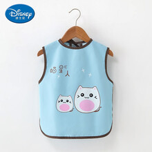 迪士尼（Disney）夏季薄款防水无袖食饭兜围兜婴儿围嘴宝宝口水巾男女婴儿童罩衣 喵星人蓝 100(100(M码建议0-3岁))