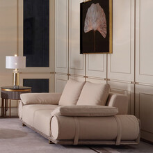 意式轻奢磨砂皮沙发后现代大小户型客厅皮艺沙发奢品高端时尚别墅客厅整装CK236 角几