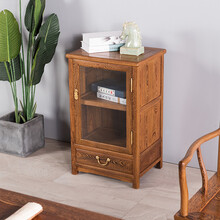 仙作海棠红木家具非洲鸡翅木（学名：非洲崖豆木）茶叶柜落地简约客厅实木边柜储物柜家用边几茶具置物架 80单茶水柜（素面） 整装