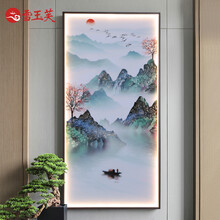 雪玉芙 长方形壁画灯新中式客厅背景墙壁灯禅意中国风过道玄关楼梯晶瓷挂画灯具 D款大号 宽60*高120*厚度5cm