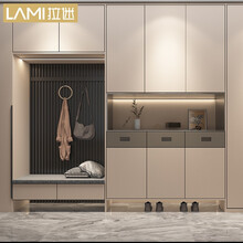 拉迷全屋定制入户进门轻奢风玄关柜超薄鞋柜隔断柜 一体三用量身定制无玄关嵌入式家用门口入户衣帽间 订金