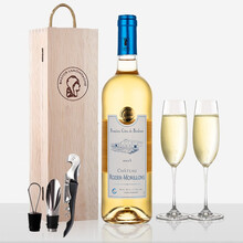 超市	【国际金奖佳酿】法国酒庄原瓶原装进口 拉蒙塔尼贵腐甜白葡萄酒桃红葡萄酒红酒含香槟杯 魔隆贵腐精选单支750ml