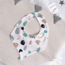 婴儿围嘴棉宝宝口水巾防吐奶吸水360度可旋转围兜薄款可爱造型3条 猫咪