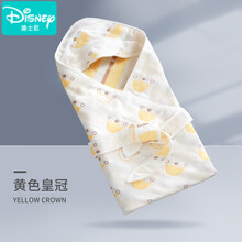迪士尼品牌新品 婴儿抱被产房新生儿包被春秋夏季薄款纯棉小被子初生襁褓包巾包裹 皇冠黄(90cm*90cm)A类六层纯棉纱布 90x90cm