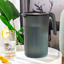 造物小生 冷水壶大容量家用塑料耐高温超大凉水壶冰箱用茶壶凉杯 黑色【2000ML】