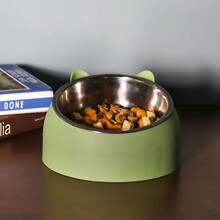 猫碗双碗保椎自动饮水狗碗猫粮饭碗猫咪碗猫盆猫食盆宠物用品 【款式6】喂食碗绿-单碗 防打翻【收藏加购，】