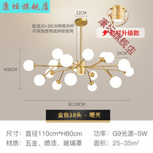 定制客厅灯北欧吊灯现代简约led大厅灯创意个性餐厅卧室魔豆分子灯具 金色18头-暖光(带射灯升级款)