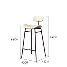 现代简约酒吧椅北欧轻奢家用靠背吧台椅创意铁艺前台咖啡厅高脚凳雷动 白色坐高65CM