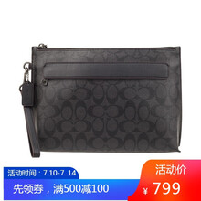 COACH 蔻驰男包手拿包经典LOGO印花手拎包拉链商务手腕包休闲钱包信封包 F29508黑C纹
