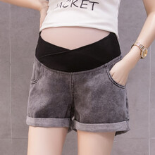 祺萱特 孕妇牛仔短裤夏季薄款孕妇裤子宽松显瘦低腰孕妇托腹裤牛仔裤纯棉时尚休闲网红潮妈阔腿裤 牛仔灰 M