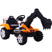 迪士尼新品儿童挖掘机可坐可骑大号电动加厚推土机充电带遥控音乐男孩童车 橙色挖掘机(大电瓶) 6V7A单驱