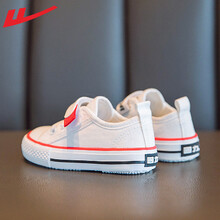 回力Warrior 新品儿童帆布鞋男女童鞋经典百搭休闲鞋魔术贴布鞋 白色 24