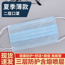 千弗  加大号一次性口罩面部加大耳绳加长大脸胖子大码宽松三层防护不勒 二层加大款-蓝色50个