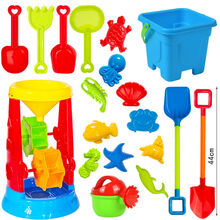 儿童沙滩玩具套装宝宝戏水玩沙挖沙决明子沙漏大号铲子沙滩桶工具 沙漏大铲19件套