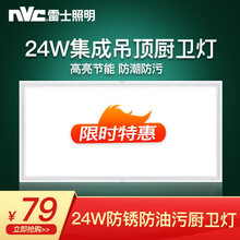 雷士（NVC）雷士照明LED集成吊顶灯嵌入式厨房灯厨卫灯led吸顶灯卫生间铝扣板灯具 雾银300*600*30mm白光24w