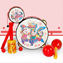 新生婴儿玩具传统经典吉祥拨浪鼓手摇铃婴幼儿宝宝玩具3-6-8个月 购买【吉祥5件套】