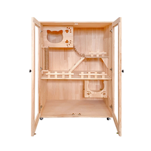 实木猫笼别墅 超大号豪华猫笼子猫舍猫屋家用室内猫咪房子猫窝猫柜木制猫爬架豪华猫窝宠物家具展示柜 M1升级款 90*60*120 送货入户+自行安装