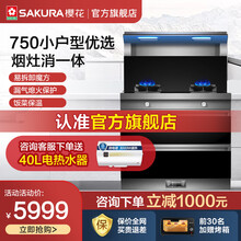 樱花集成灶消毒柜750mm小尺寸小户型厨房分体式集成灶一体烟灶消毒柜 AF1001（750mm小尺寸）烟灶消一体 液化气