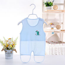 楷臣℘‼新品婴儿肚兜宝宝背心式肚兜挂腿肚兜夏季薄款半背兜兜男女宝宝 天蓝色 59